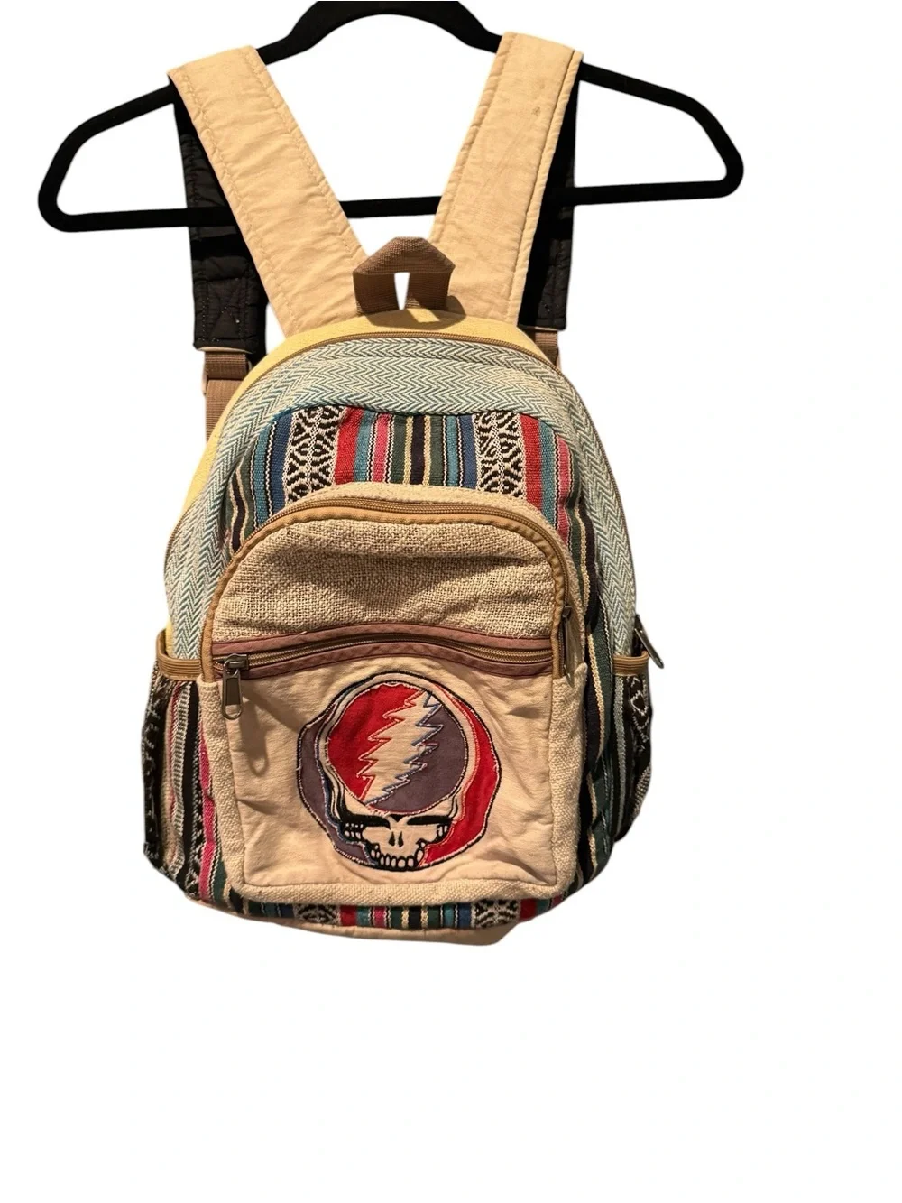 Grateful Dead Canvas Backpack in Beige with Multicolor Accents